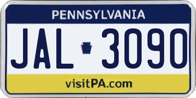 PA license plate JAL3090