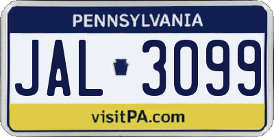 PA license plate JAL3099