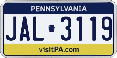 PA license plate JAL3119