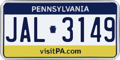 PA license plate JAL3149