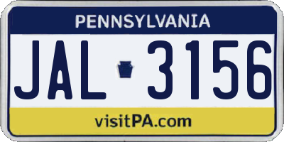 PA license plate JAL3156