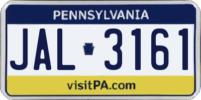 PA license plate JAL3161