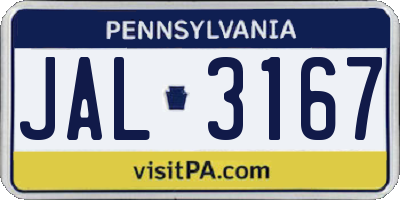 PA license plate JAL3167
