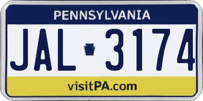 PA license plate JAL3174