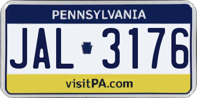 PA license plate JAL3176