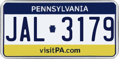 PA license plate JAL3179