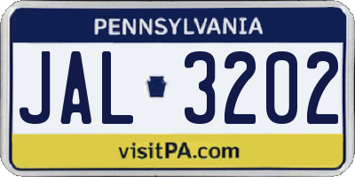 PA license plate JAL3202