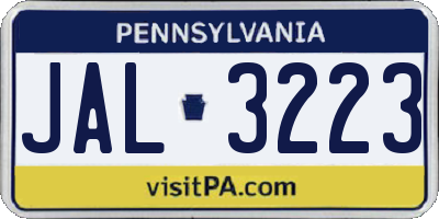 PA license plate JAL3223