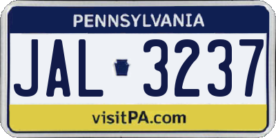 PA license plate JAL3237