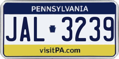 PA license plate JAL3239