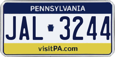 PA license plate JAL3244