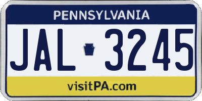 PA license plate JAL3245