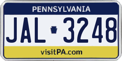 PA license plate JAL3248