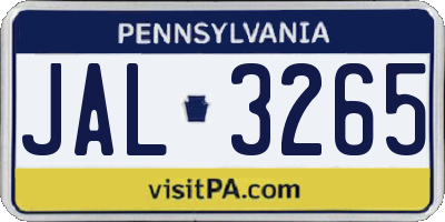 PA license plate JAL3265