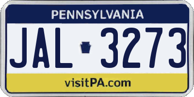 PA license plate JAL3273