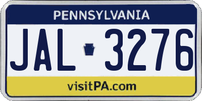 PA license plate JAL3276