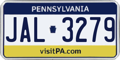 PA license plate JAL3279