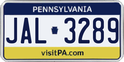 PA license plate JAL3289
