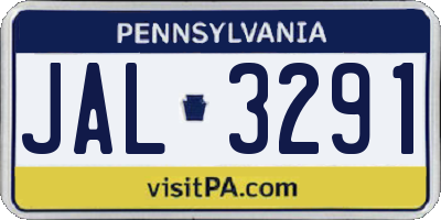 PA license plate JAL3291