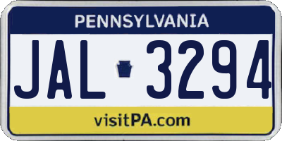 PA license plate JAL3294