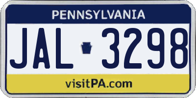 PA license plate JAL3298