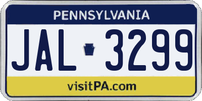 PA license plate JAL3299