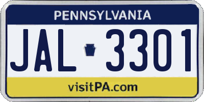 PA license plate JAL3301
