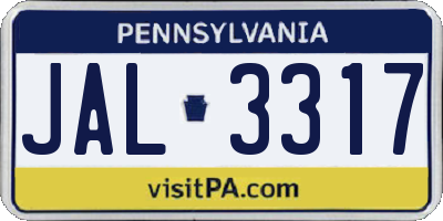PA license plate JAL3317
