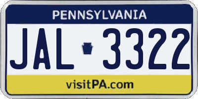 PA license plate JAL3322