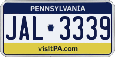 PA license plate JAL3339