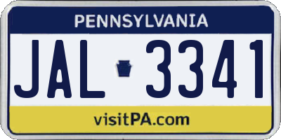 PA license plate JAL3341