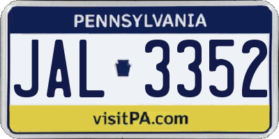 PA license plate JAL3352