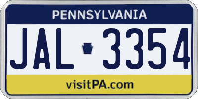 PA license plate JAL3354