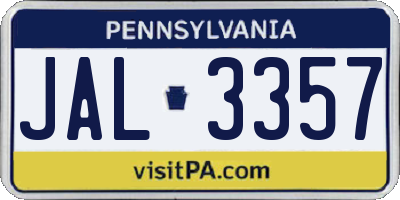PA license plate JAL3357