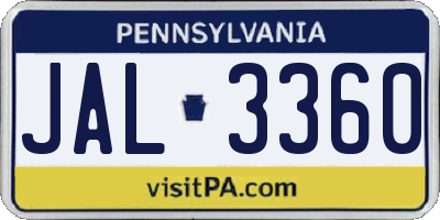 PA license plate JAL3360