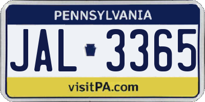 PA license plate JAL3365
