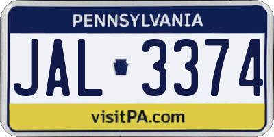 PA license plate JAL3374
