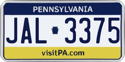 PA license plate JAL3375