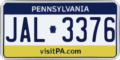PA license plate JAL3376