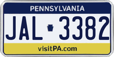 PA license plate JAL3382