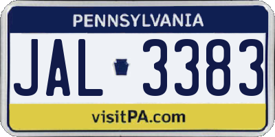PA license plate JAL3383