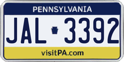 PA license plate JAL3392