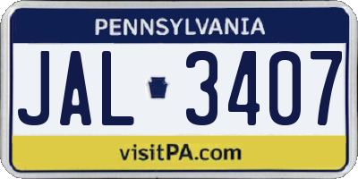 PA license plate JAL3407