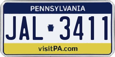 PA license plate JAL3411