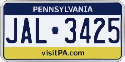 PA license plate JAL3425