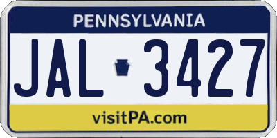 PA license plate JAL3427