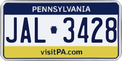 PA license plate JAL3428