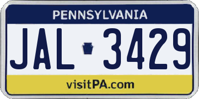 PA license plate JAL3429