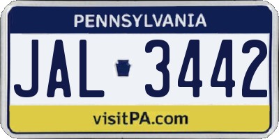 PA license plate JAL3442