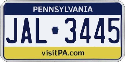 PA license plate JAL3445